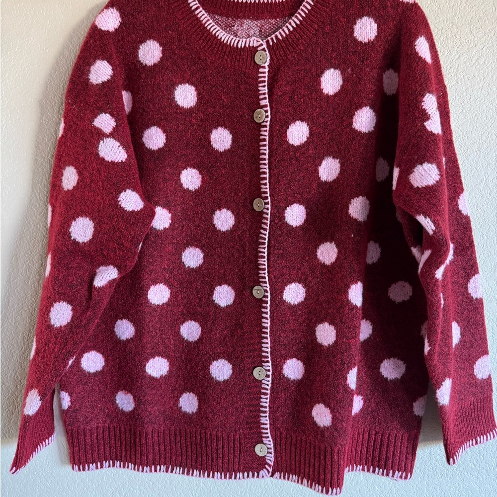 BloomChic Red and Pink Knit Sweater